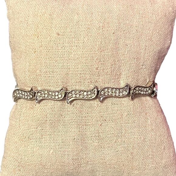 Vintage Silver Rhinestone Tennis Bracelet - Picture 1 of 3